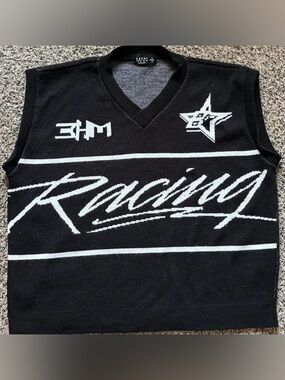 Boohoo Black & White V-Neck Knit Sweater